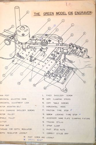 Green  engraver instructions manual + accessories &amp; master type flyers #rr649 for sale