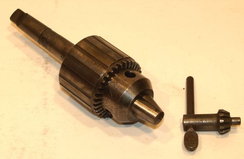 JACOBS No. 34 Drill Chuck 0&#034; - 1/2&#034; Cap with Key # 2 MT Morse Taper Shank Lathe