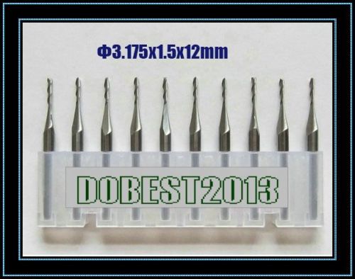 10pcs two double flute endmill spiral cnc router bits 1/8 1.5mm 12mm for sale