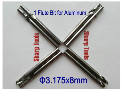 5pcs single flute pure aluminum cnc router bits metal cutting tool 3.175mm 8mm for sale