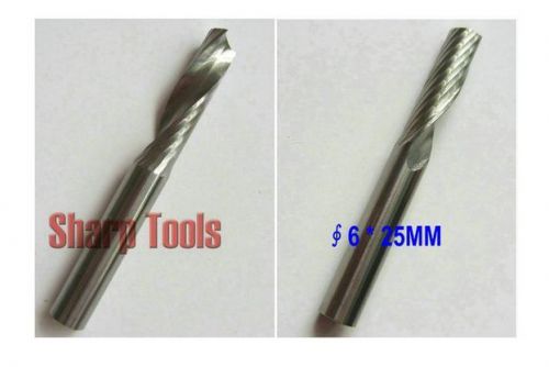 2pcs one/single flute spiral cnc router bits  6mm  25mm for sale