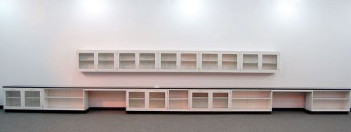 34&#039; fisher lab glass cabinets &amp; casework w/ wall units (l014) for sale