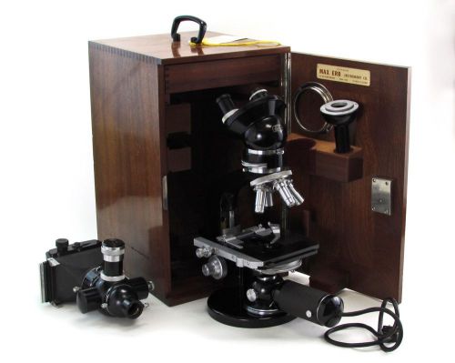 Zeiss Model W Microscope Optovar Phase Cuban Mahogany Cabinet Camera