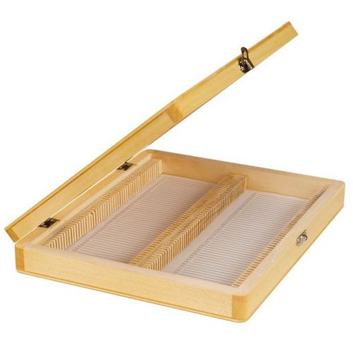 Wooden microscope slide storage box holding 100 piece slides for sale