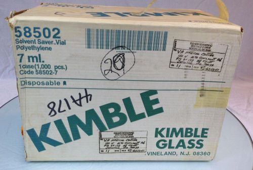 Case of 1000 New Kimble Solvent Saver 58502 Scintillation polyethylene 7ml Vials
