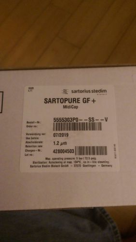 Sartorius sartopure® gf plus 1.2 micron filter midicaps 5555303p0--ss--v  2/pack for sale