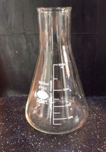 Kimble kimax glass 2000ml 2l hvy duty wide mouth conical erlenmeyer flask 26650 for sale