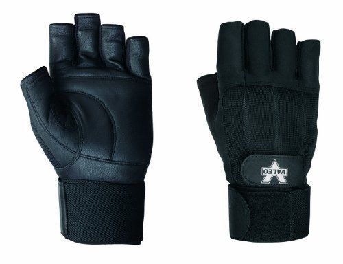 Valeo Pro Material Handling Fingerless Gloves with Wrist Wraps (Black  X-Large)