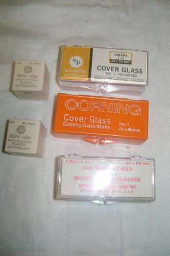 3 boxes Micro cover glass for microscopes lab supplies &amp; 2 box disp cover slips