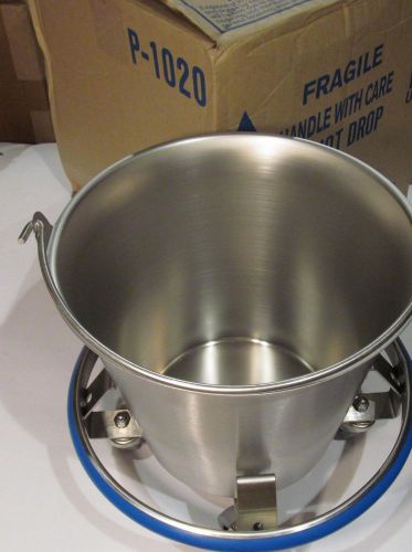 New pedigo p-1020 stainless steel 12 qt kick bucket/ pail with casters/ stand for sale