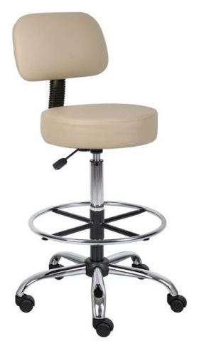 New Beige Doctor Dental Medical Exam Stool Office Chair with Backrest/Footring