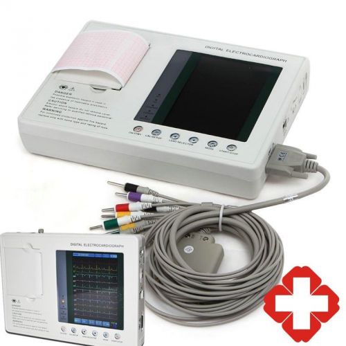 Color LCD 3-channel ECG/EKG Electrocardiogra with interpretation 12 Lead FDA&amp;CE