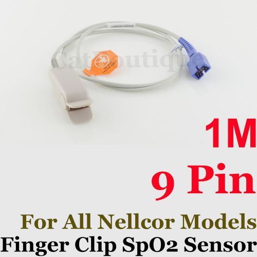 SpO2 Sensor For Nellcor Oximeter DS100A Audlt Finger Clip 9 Pin Cable