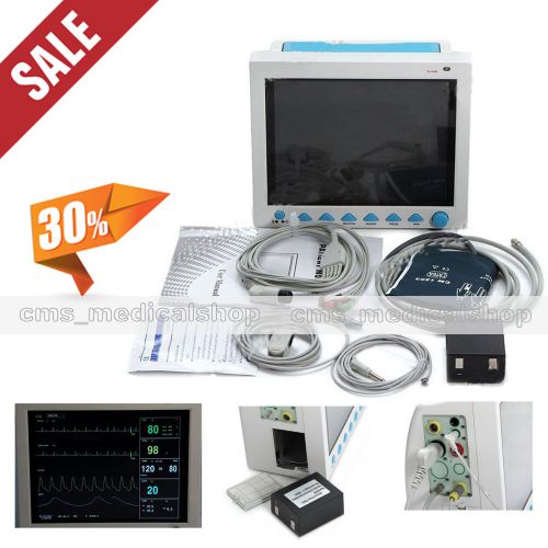 New 12.1&#034;color TFT LCD ECG/NIBP/Spo2/PR/Resp/Temp Patient Monitor + Printer