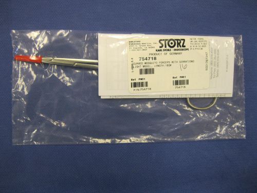NEW KARL STORZ 754718 CUVED MOSQUITO FORCEPS WITH SERRATIONS  18cm