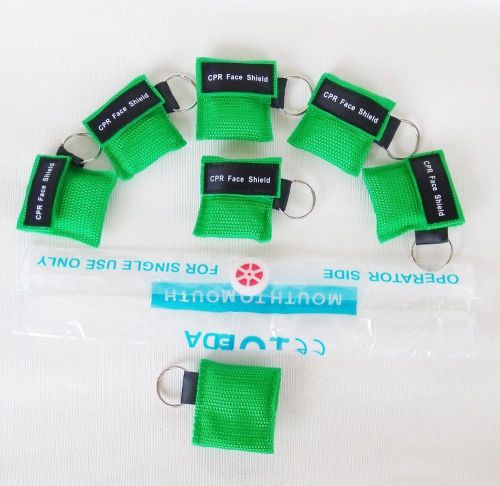 20 units of green cpr mask keychain face shield key chain disposable imprinted for sale