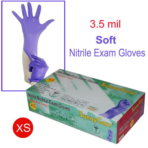 100pcs 3.5mil soft nitrile powder-free medical exam gloves (latex vinyl free) xs for sale