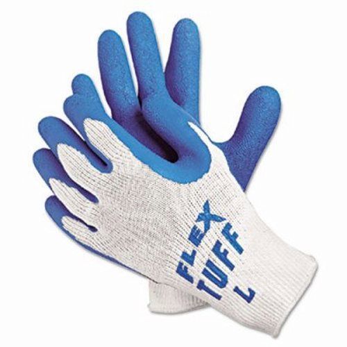 Memphis FlexTuff Latex Dipped Gloves, White/Blue, Large (MPG9680L)