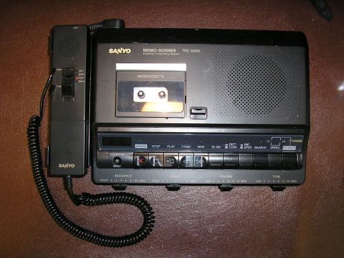 Sanyo TRC6400 microcassette dictator with microphone, AC adapter &amp; warranty