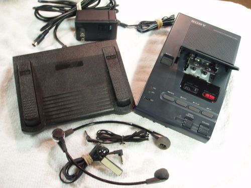 Sony M-2000 Microcassette Transcriber, Foot Petal, Headset, NICE