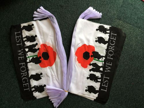 LEST WE FORGET Bunting 18.25m/60ft Great Britain GB Remembrance Day British