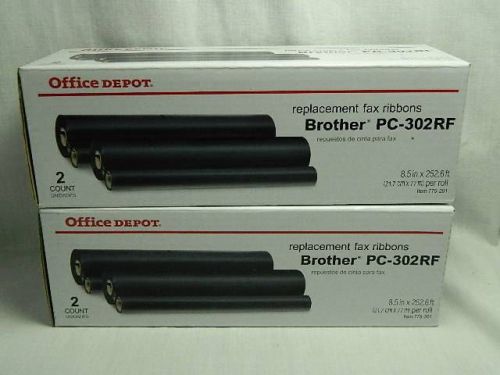 QTY 4 BROTHER PC-302RF FAX REFILL ROLLS COMPATIBLE OFFICE DEPOT PRIORITY MAIL C2