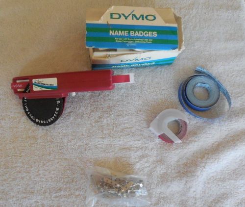 1977 dymo handimark 1885 name badge maker with name badges and tape for sale