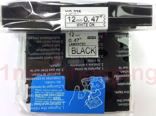 White on black label tape compatible for brother tz tze 335 p-touch tze335 for sale