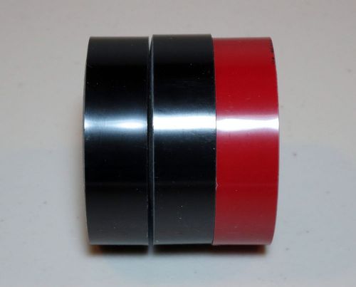 ROTEX - 1/2&#034; Embossing TAPE for making labels - Lot of 3 ROLLS (2-Black, 1-Red)