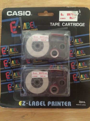 CASIO EZ Label Tape Cartridge 9mm Red Ink White Tape IR-9WER2S