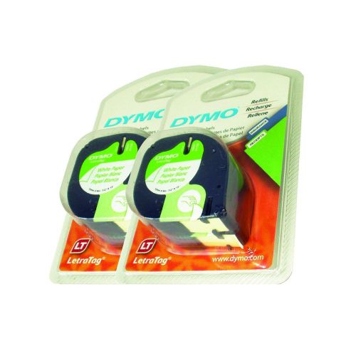 4pk dymo 10697 letratag white paper label cartridges letra tag lt-100 xr &amp; qx50 for sale