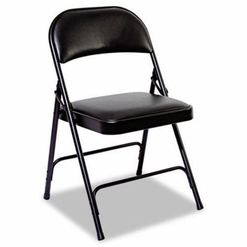 Alera Steel Folding Chair With Padded Back/Seat, Graphite, 4/Carton (ALEFC96B)