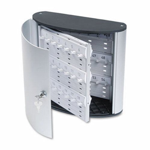 Durable Locking Key Cabinet, 54-Key, Brushed Aluminum, Silver (DBL195323)