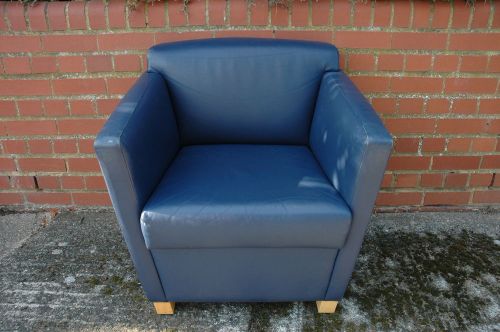 Blue Leather Tub Chair