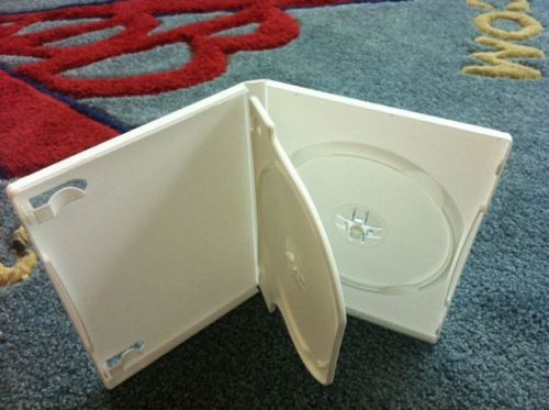 25 pcs 14mm white double 2 dvd case cases w/ flip tray psd45 for sale