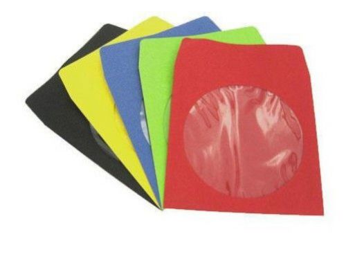 100 pcs asst. colors cd/dvd sleeves paper w/clear window see shipping bonus! for sale
