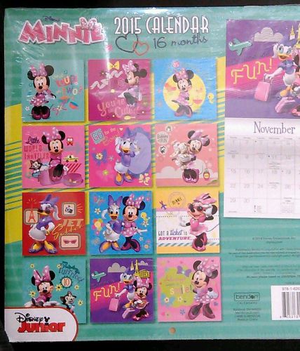 NEW 2015 DISNEY&#039;S MINNIE MOUSE 16 MONTH WALL CALENDAR~SEALED IN PLASTIC