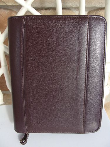 Franklin covey purple leather compact 6 rings 1.25&#034; planner binder zip excellent for sale