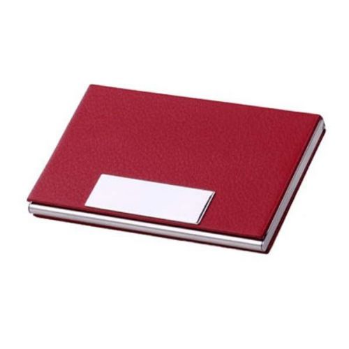 New red leatheroid stainless steel magnet business credit card holder cases rare for sale