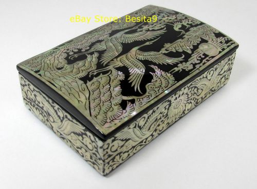 Mother Of Pearl Business Card Case Jewelry Box Crane Mountain Sea