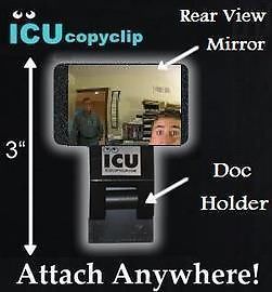 ICUcopyclip Computer Rear View Mirror &amp; Document Holder