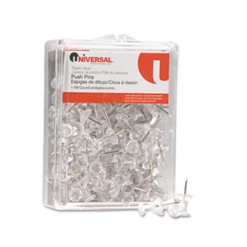 Universal Office Products 31304 Colored Push Pins, Plastic, Clear, 3/8&#034;,