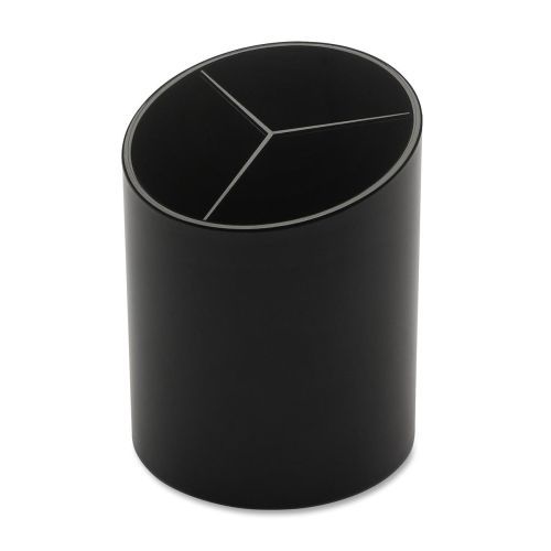 Business source 3-compartment pencil cup -3&#034;x3&#034;x4.1&#034; - 1 ea- black - bsn32355 for sale