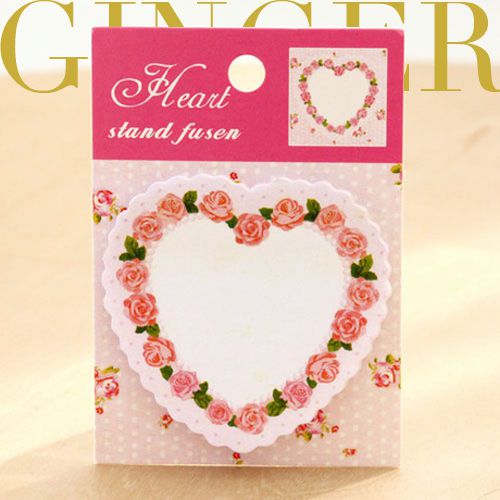 Rose flower heart sticker post it bookmark mark memo pads sticky notes ab01 for sale