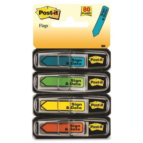 Post-it Assorted Color Sign &amp; Date Flags - Self-adhesive, (684sd)
