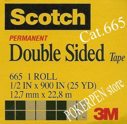 5 pcs 3M Scotch  665 double sided tape  1/2x900 in 25yd