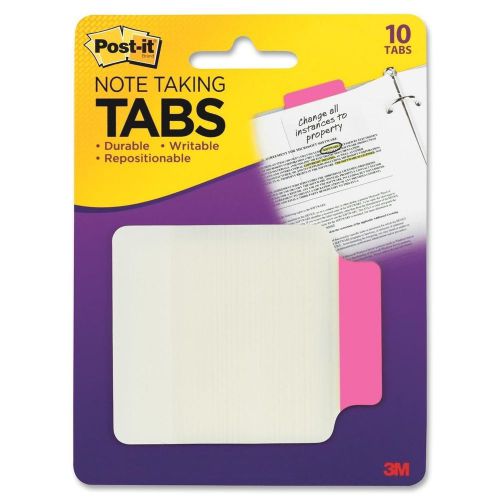 3M 687P3 Post-It Note Taking Tabs, 3-3/8&#034;x2-3/4&#034;, 10 Tabs, Pink/White (Lot of 2)