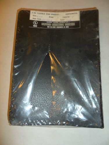 VINTAGE NEW 2 Flexible 3 Ring Binder  9 1/2x6&#034; Paper USA MADE Black Leatherette