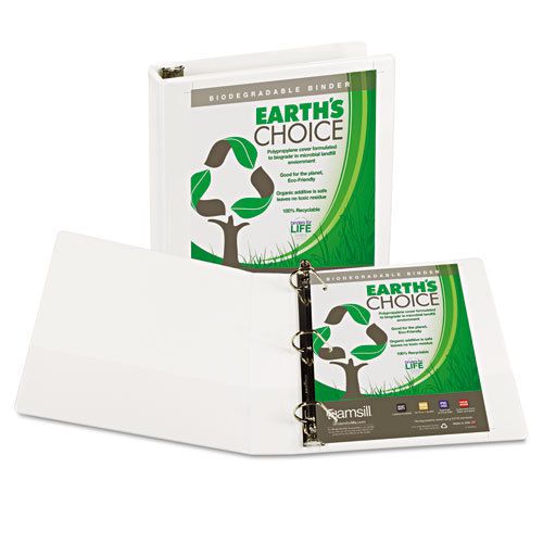 Earth&#039;s Choice Biodegradable Angle-D Ring View Binder, 1-1/2&#034; Capacity, White