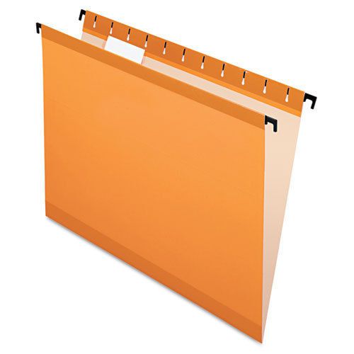 Poly Laminate Hanging Folders, Letter, 1/5 Cut, Orange, 20/Box